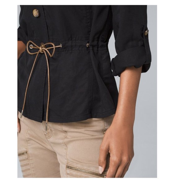 White House Black Market Petite Soft Utility Jacket Black Size 2 - Picture 9 of 11